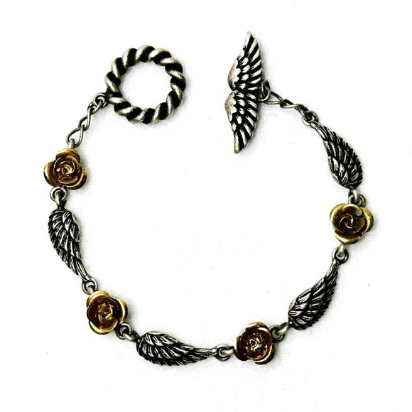Cynthia Garrett Angel Wings & Roses Bracelet - 8.25" - Picture 1 of 5